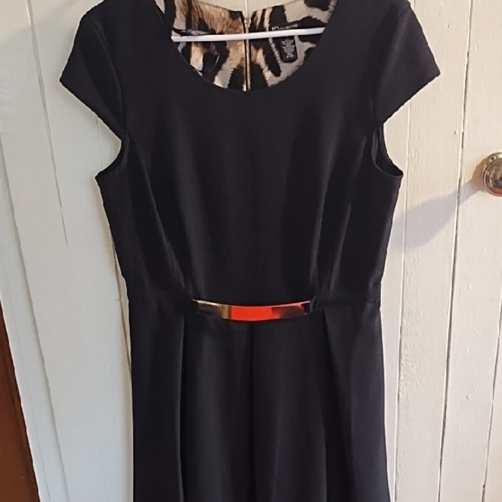 New Directions Like New Elegant Black Dress with Gold Accent Size 12.